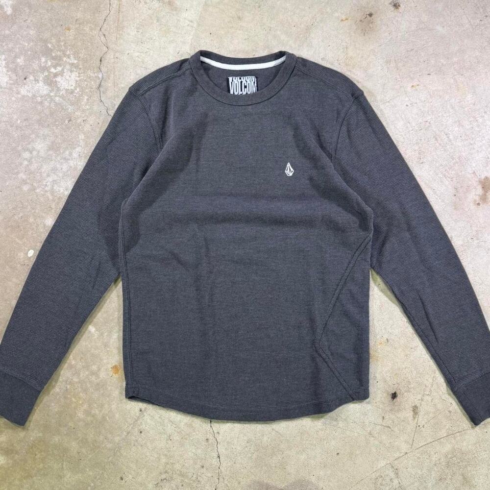 VTG Y2K Volcom Skate Thermal Henley Graphic Grey Men's Medium Streetwear base